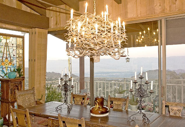 Frank Sinatra's dining room at Villa Maggio, with a beautiful view of the mountains over Palm Springs.